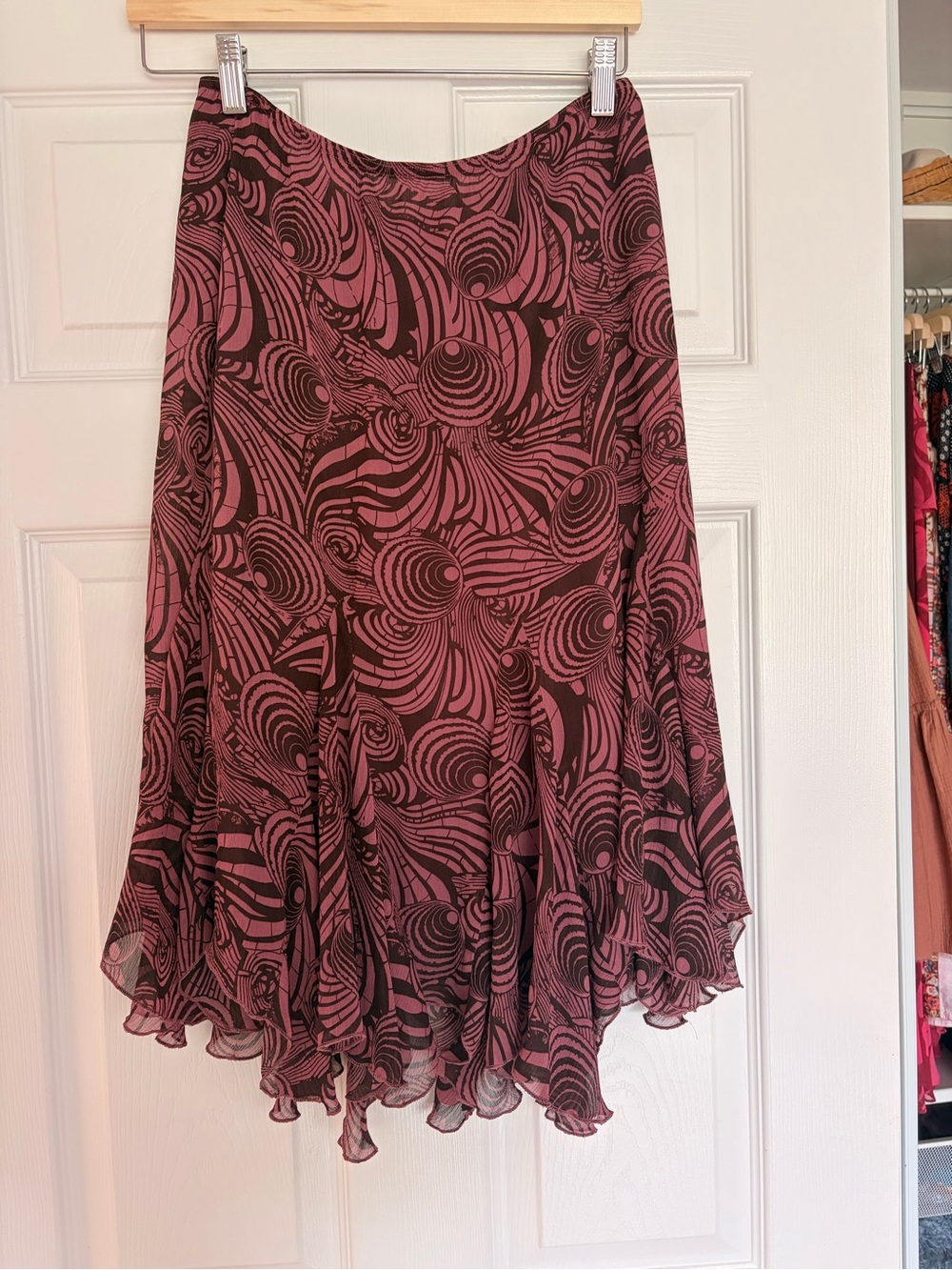 Pink Black Swirl Flared Circle Skirt fairy y2k skirt Fairycore print m